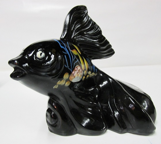 05276HK - 5\'\' Paradise Collection Black Art Glass Goldfish